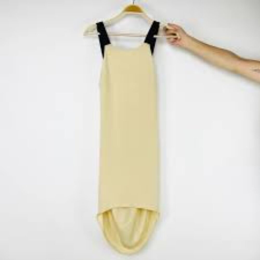 Rag & Bone Silk Drape Backless Beige Midi Dress with Black Straps